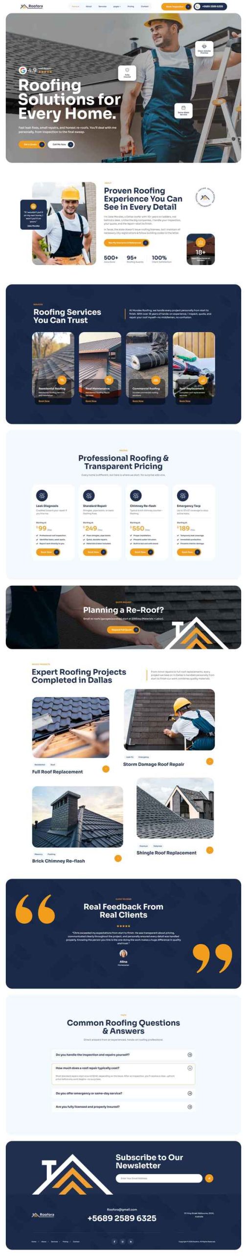 Roofora - Roofing Services Elementor Template Kit