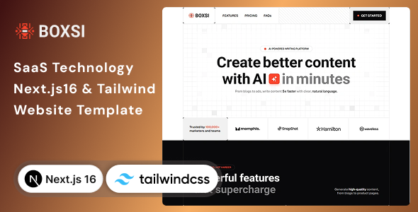 Boxsi - AI Agency Technology Next.js 16 & Tailwind CSS 4 Website Template