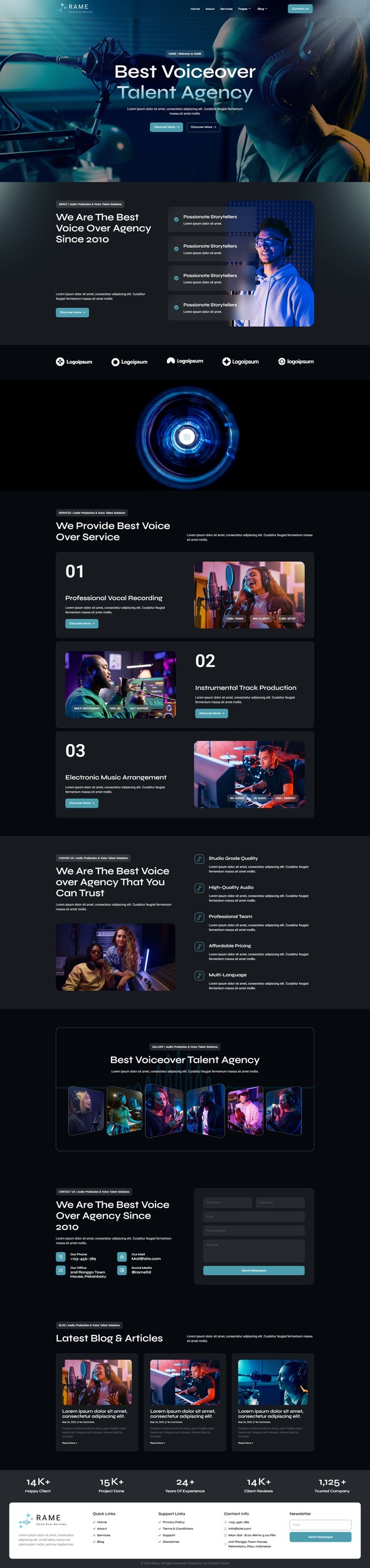 Product preview supplied for Rame - Voice Over Services Elementor Pro Template Kit