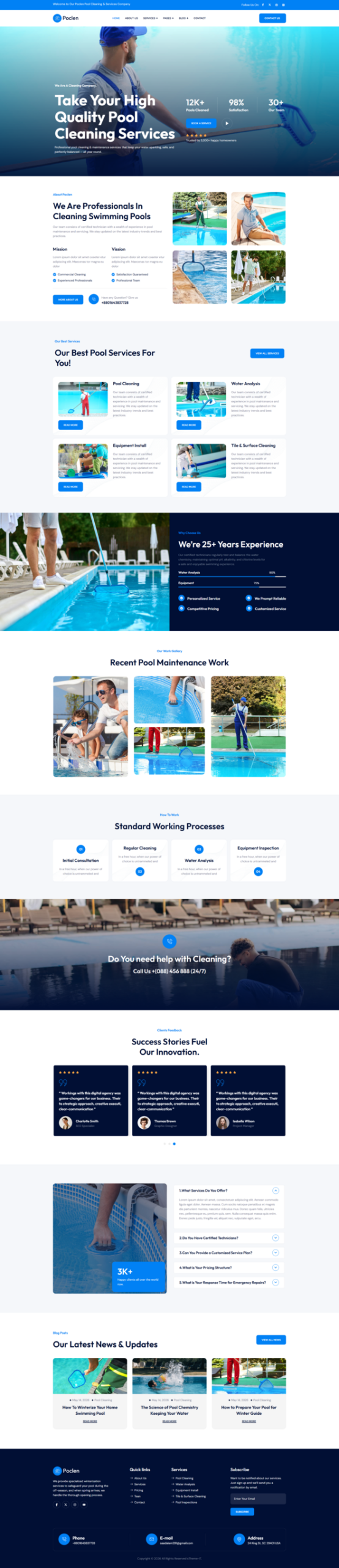 Poclen - Pool Cleaning & Maintenance Services Elementor Template Kit