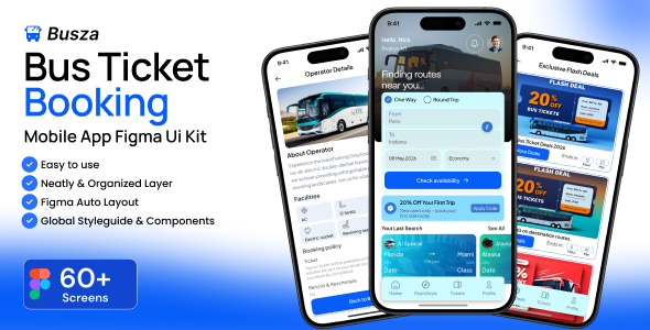 Busza-Bus Ticket Booking Mobile App Figma Ui Kit
