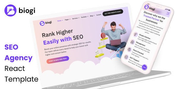 SEO Agency React Template - Biogi