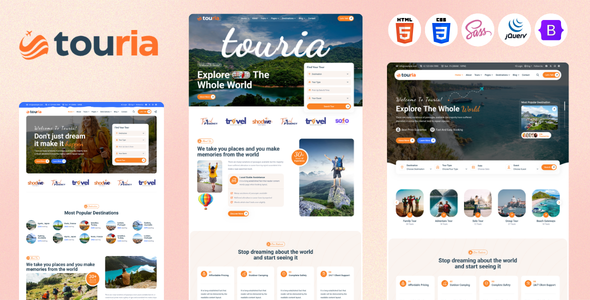 Touria - Travel Agency And Tour HTML5 Template product preview