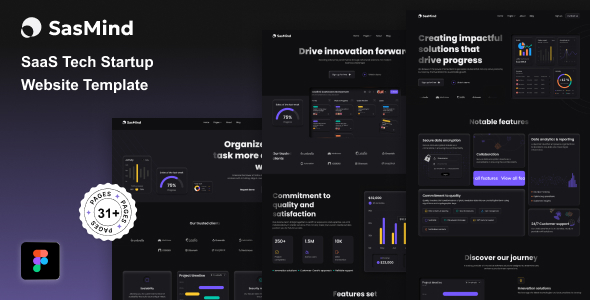 SasMind - Figma  AI SaaS Startup website Template