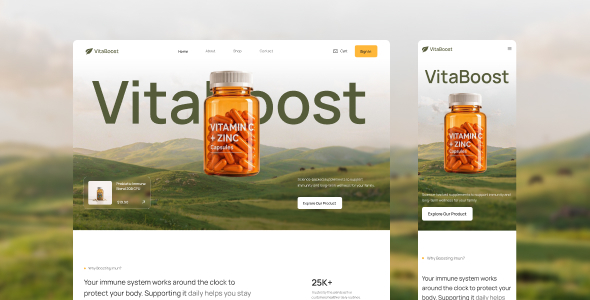 VitaBoost - Health & Nutrition Website UI Figma Template