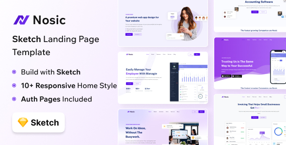 Nosic - Sketch Startup & SaaS Landing Page Template