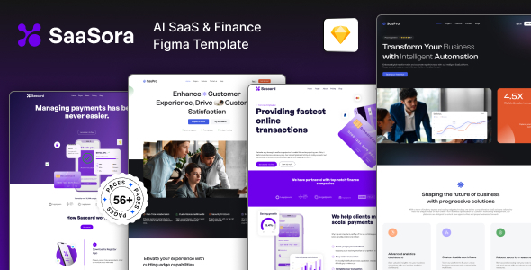 SaaSora - Sketch AI SaaS & Finance Website Template