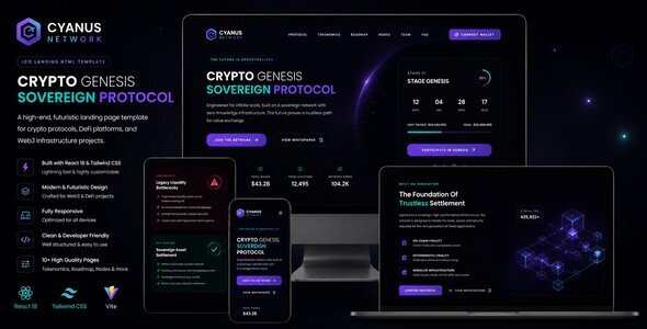 Cyanus Crypto - ICO Landing React Template