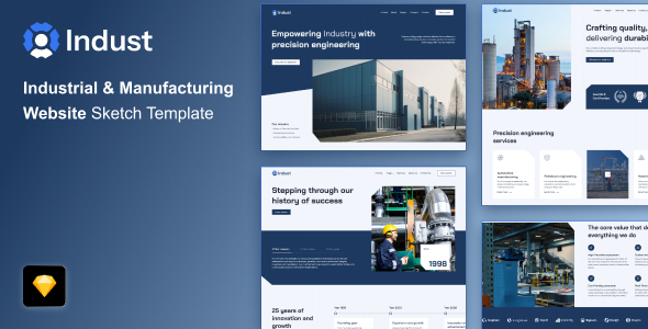 Indust - Sketch Industrial & Manufacturing Website Template