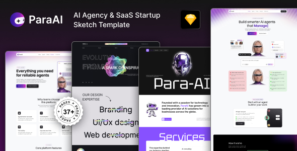 ParaAI - Sketch AI Agency & SaaS Startup Website Template
