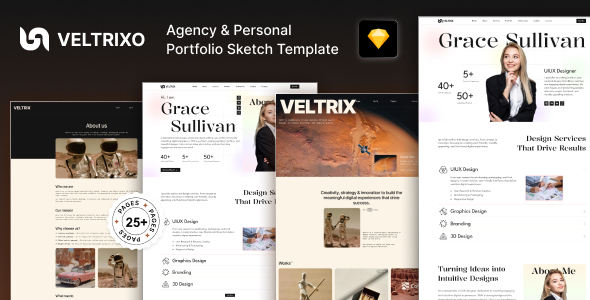 Veltrixo - Sketch Agency, Studio & Personal Portfolio Website Template