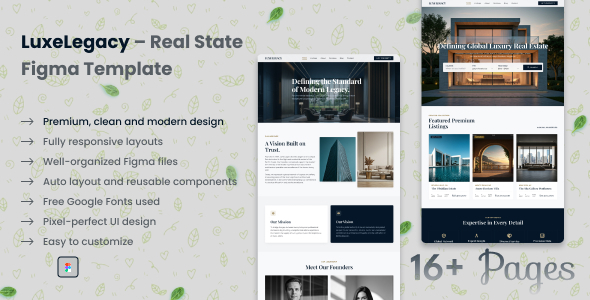 LuxeLegacy - Real Estate Figma Template