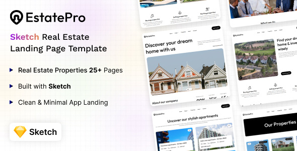 EstatePro - Sketch Real Estate Website Template