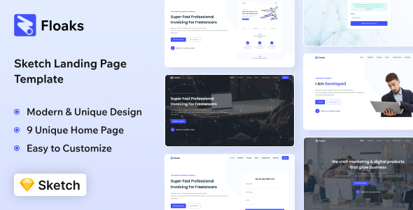 Floaks - Sketch Freelancer Invoicing & Finance Website Template