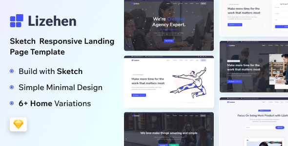 Lizehen - Sketch Agency & Startup Landing Page Template