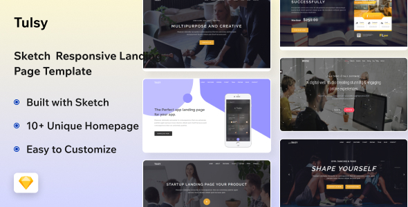 Tulsy - Sketch Multipurpose Landing Page Template