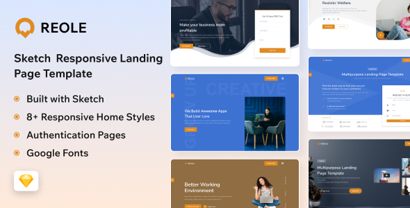 Reole - Sketch Business Landing Page Template
