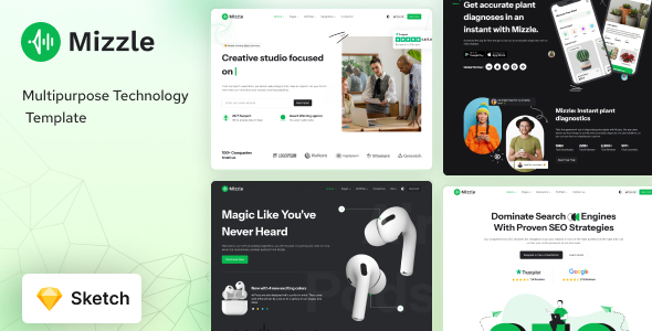 Mizzle - Sketch Multipurpose Technology & Startup Template