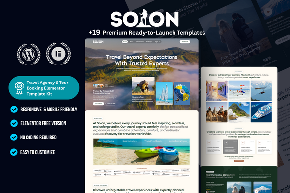 Solon - Travel Agency & Tour Booking Elementor Template Kit