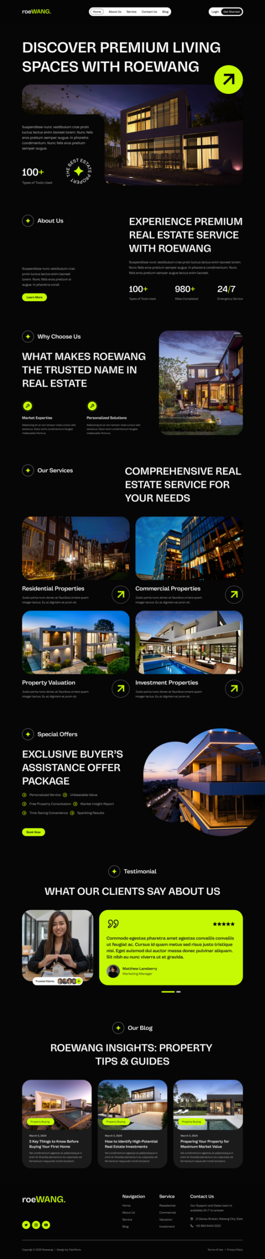 Roewang – Dark Real Estate & Property Website Elementor Template Kit