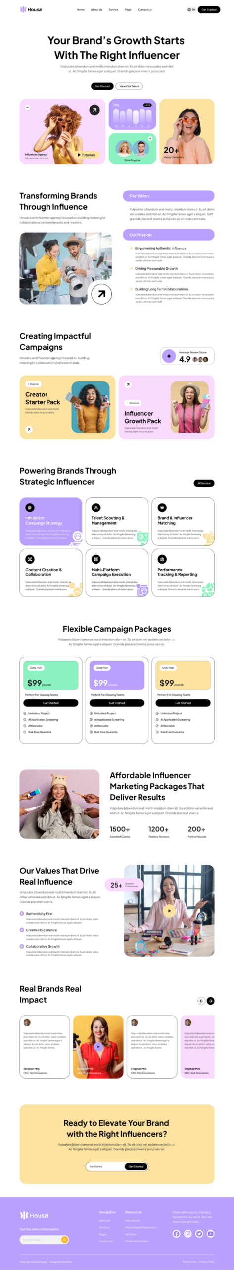 Houszi – Influencer Agency Website Elementor Template Kit