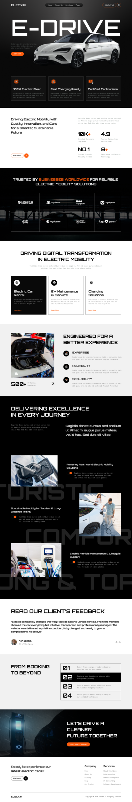 Elecxia - EV Electric Car Rental & Service Website Elementor Template Kits