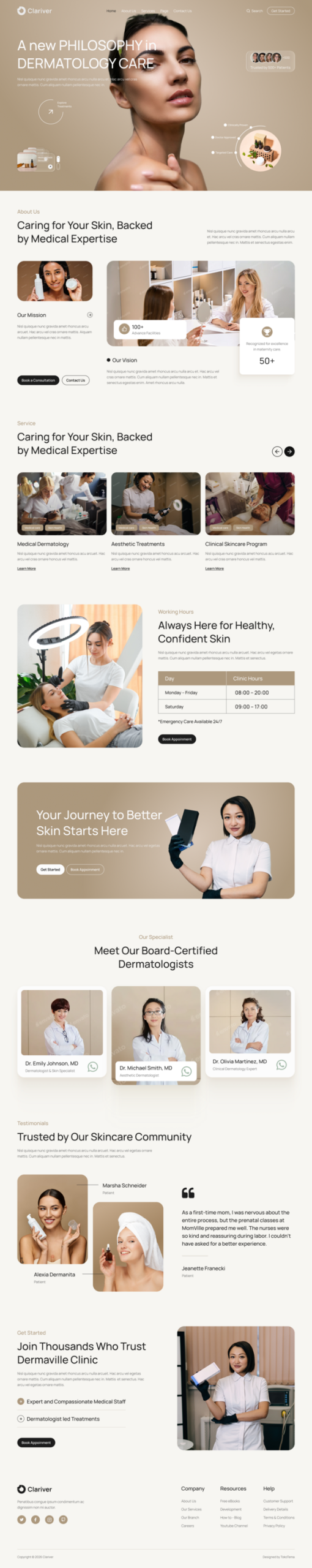 Clariver - Dermatology Skincare Clinic Website Elementor Template Kits