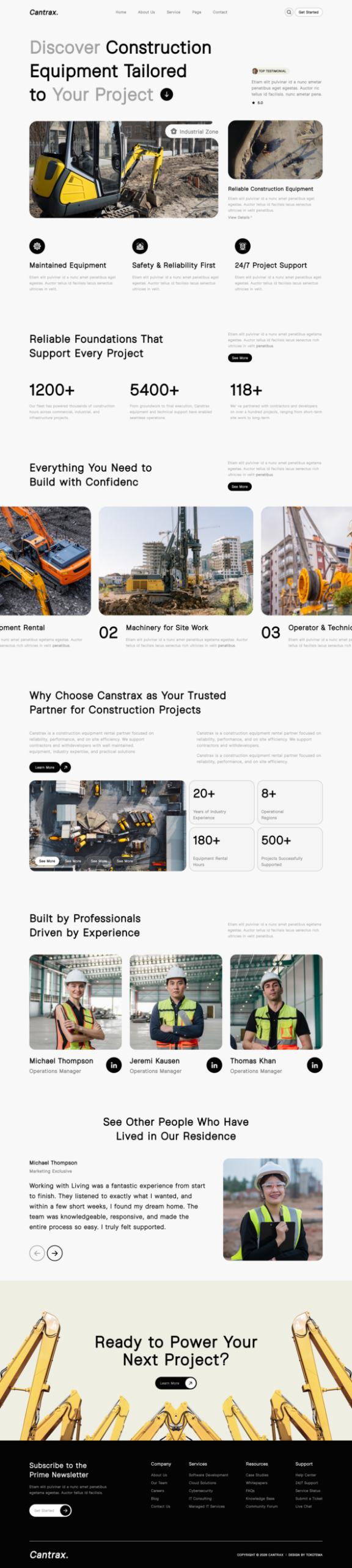 Canstrax – Construction Equipment Rental  Elementor Template Kit