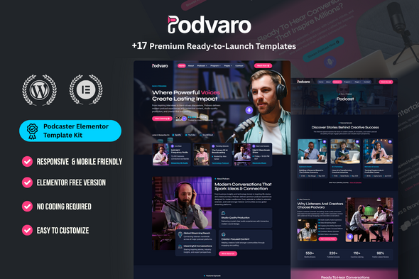 Podvaro - Podcaster Elementor Template Kit