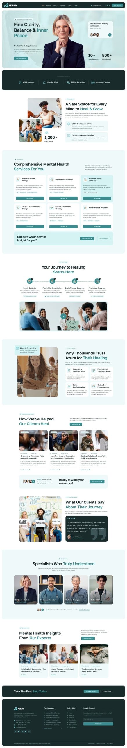 Azura - Mental Health & Psychologist Elementor Template Kit product preview