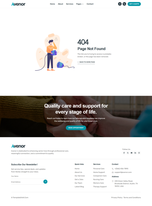 Avenor - Senior Care Services WordPress Elementor Template Kit