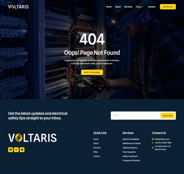 Voltaris - Electrician & Electrical Services Elementor Template Kit