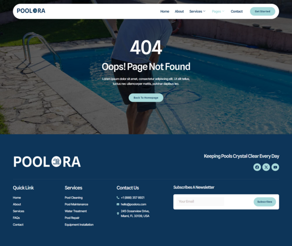 Poolora - Pool Cleaning & Maintenance Services Elementor Template Kit