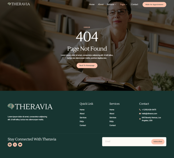 Theravia - Mental Health & Psychologist Elementor Template Kit