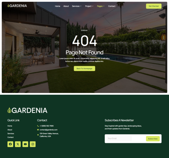 Product preview supplied for Gardenia - Landscaping & Gardening Elementor Template Kit