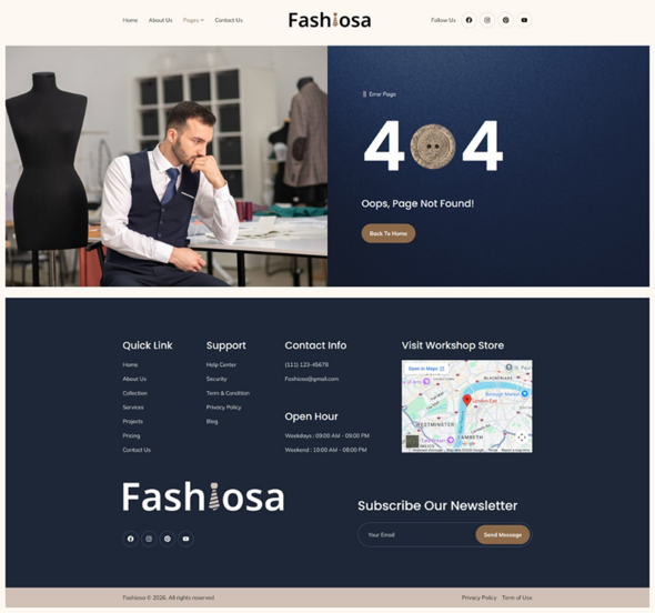Fashiosa - Fashion & Clothing Designer Elementor Template Kit