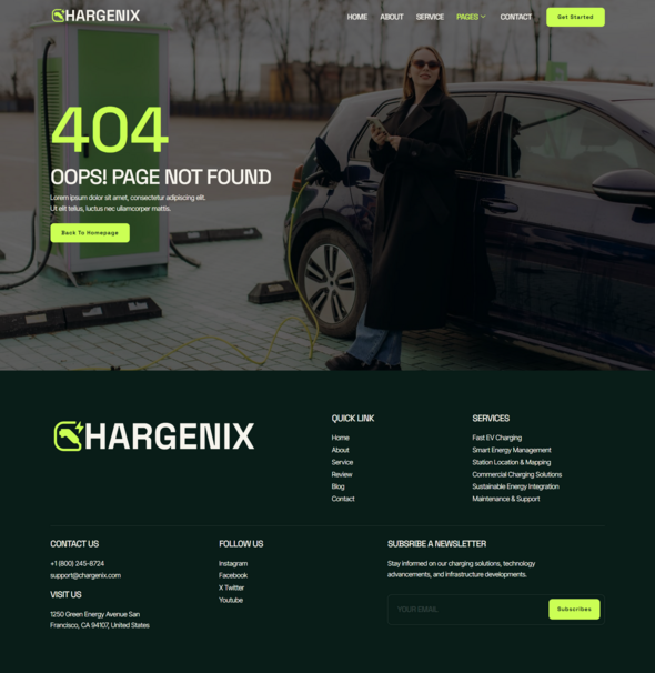 Chargenix - EV Charging Station Elementor Template Kit