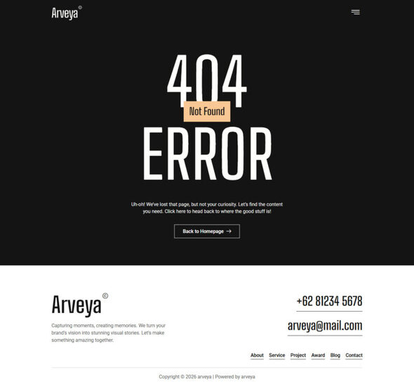 Arveya - Commercial & Advertising Photography Portfolio Elementor Kit