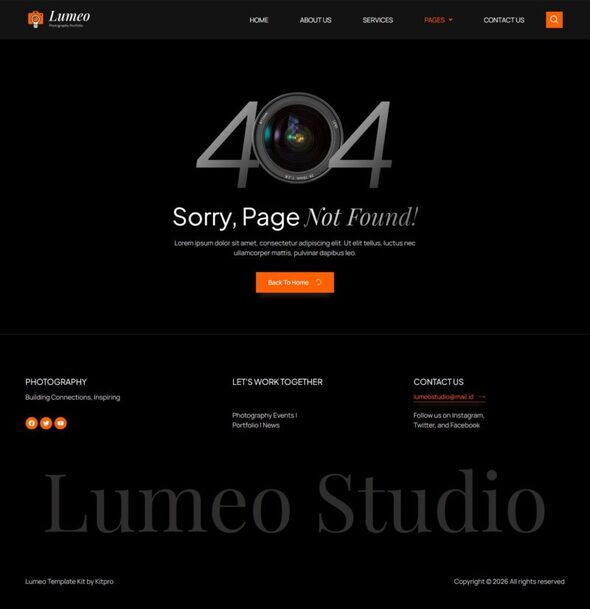 Lumeo - Modern Photography Portfolio Elementor Template Kit