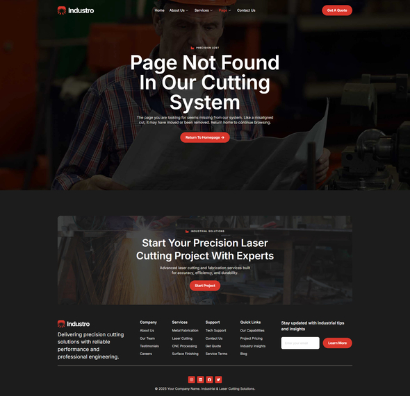Industro – Industrial & Laser Cutting Services Elementor Template Kit