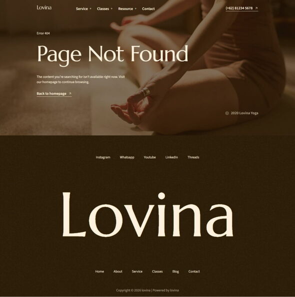 Lovina – Yoga Studio Service Elementor Template Kit