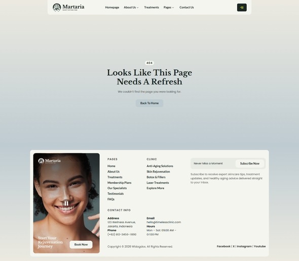 Product preview supplied for Martaria - Anti Aging Clinic Elementor Template Kit