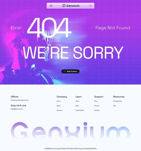 Genxium - Light Gradient Portfolio Elementor Template Kit