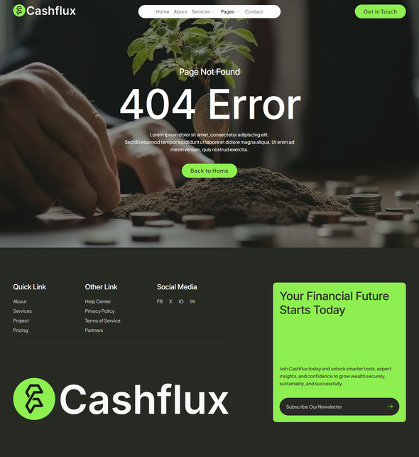 Cashflux - Finance & Investment Elementor Template Kit