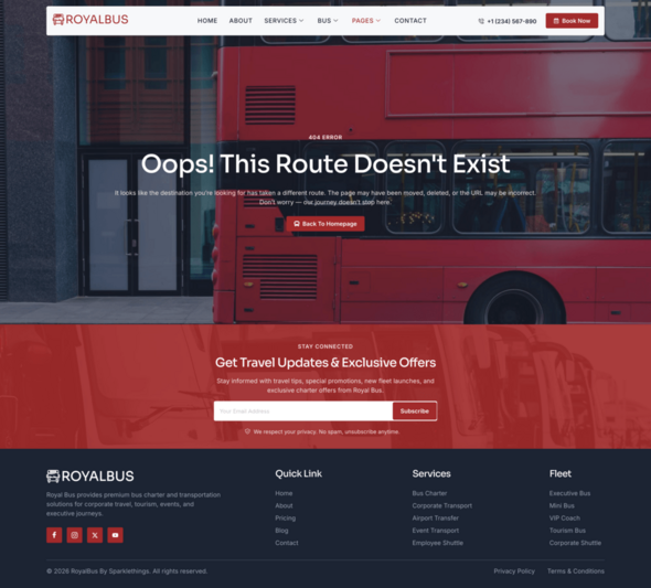 RoyalBus - Bus Charter Service & Transport Company Elementor Template Kit