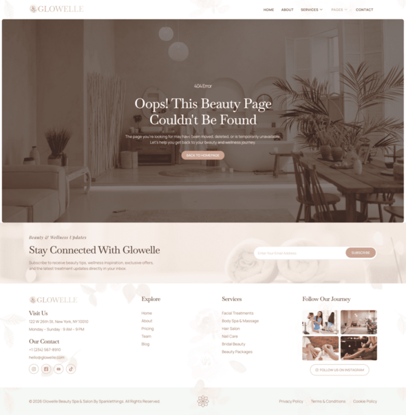 Glowelle - Beauty Salon & Spa Elementor Template Kit
