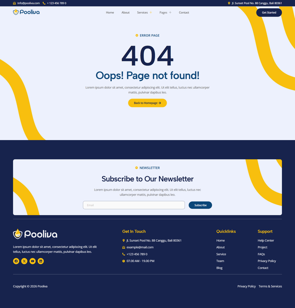 Pooliva - Pool Cleaning & Maintenance Services Elementor Template Kit