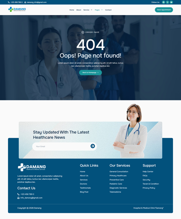 Damang - Healthcare & Medical  Services Elementor Template Kit