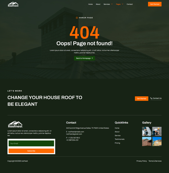 Roofnest - Roofing Services Elementor Template Kit