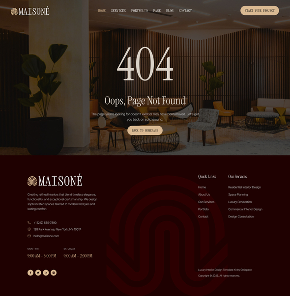 Preview image for Maisone - Luxury Interior Design Elementor Template Kit